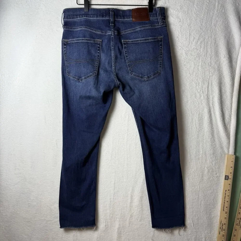 Hollister Distressed Skinny Jeans Raw Hem Men's Size W33xL32 Stretchy